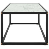 Table basse Noir avec verre marbre blanc 100x50x35 cm