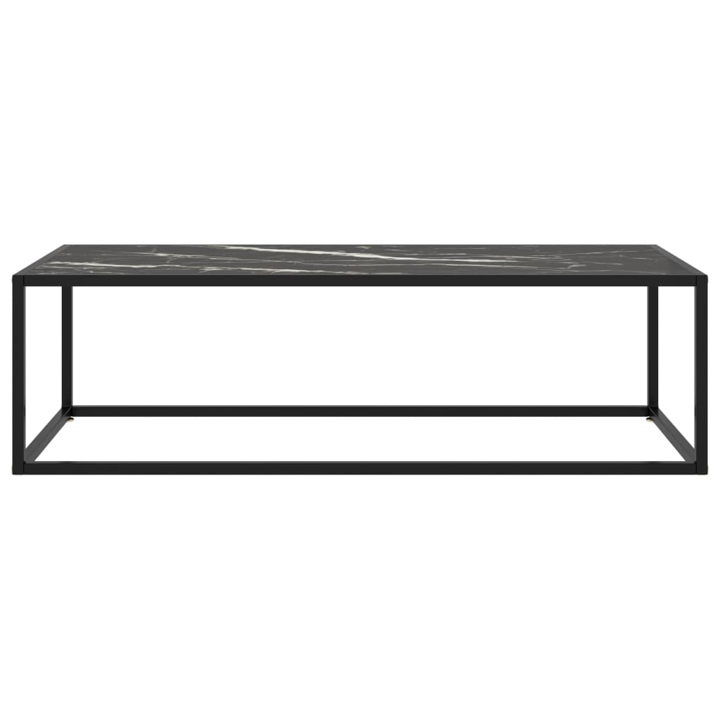 Table basse Noir avec verre marbre noir 120x50x35 cm