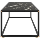 Table basse Noir avec verre marbre noir 120x50x35 cm