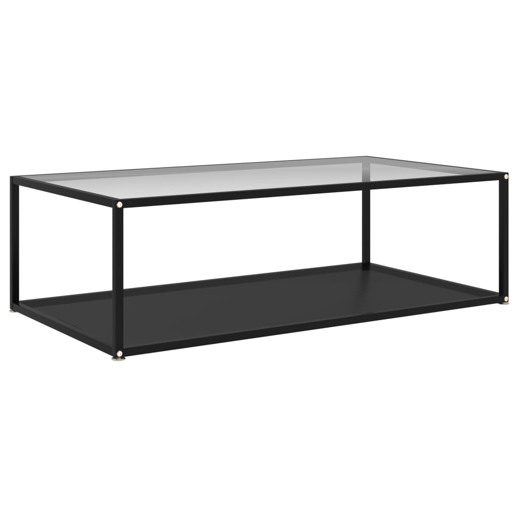 Table basse Transparent et noir 120x60x35 cm Verre trempé