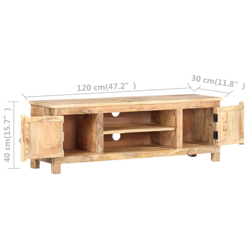 Meuble TV 120x30x40 cm Bois de manguier brut