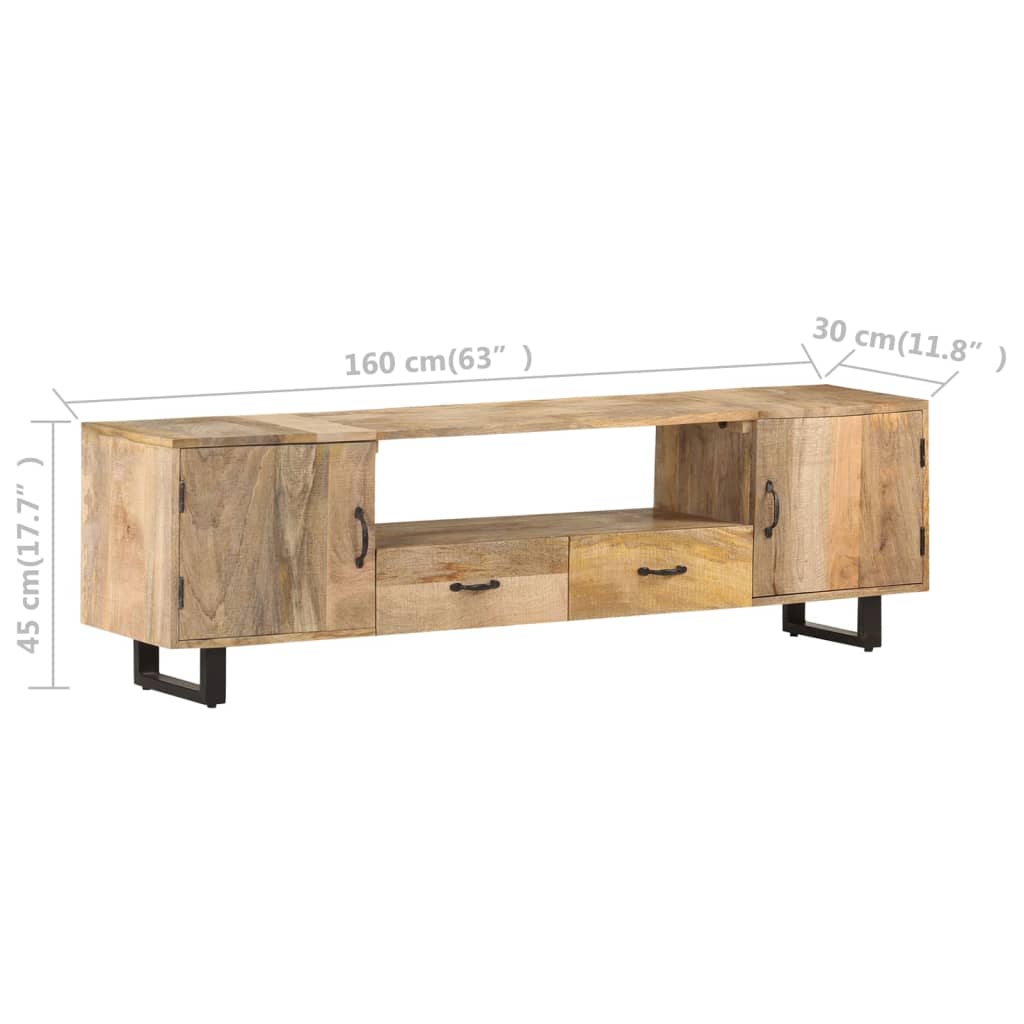 Meuble TV 160x30x45 cm Bois massif de manguier