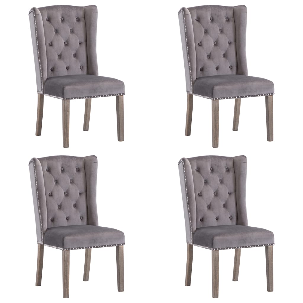 Chaises à manger lot de 4 gris velours