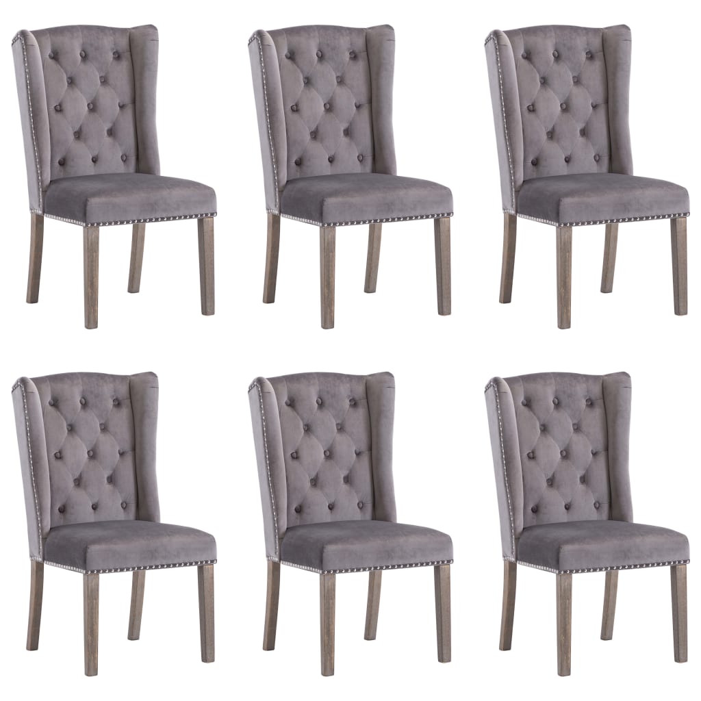 Chaises à manger lot de 6 gris velours