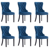 Chaises à manger lot de 6 bleu velours