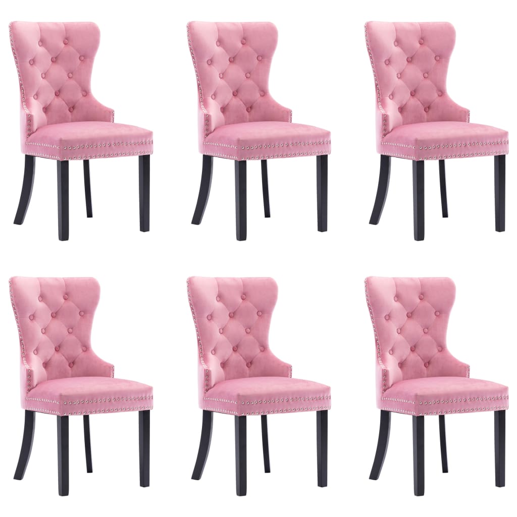 Chaises à manger lot de 6 rose velours