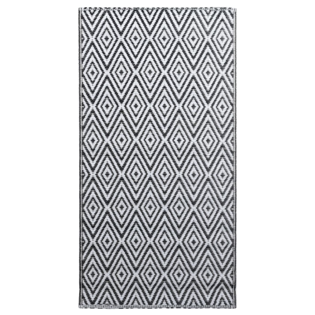 Tapis d'extérieur Blanc et noir 80x150 cm PP