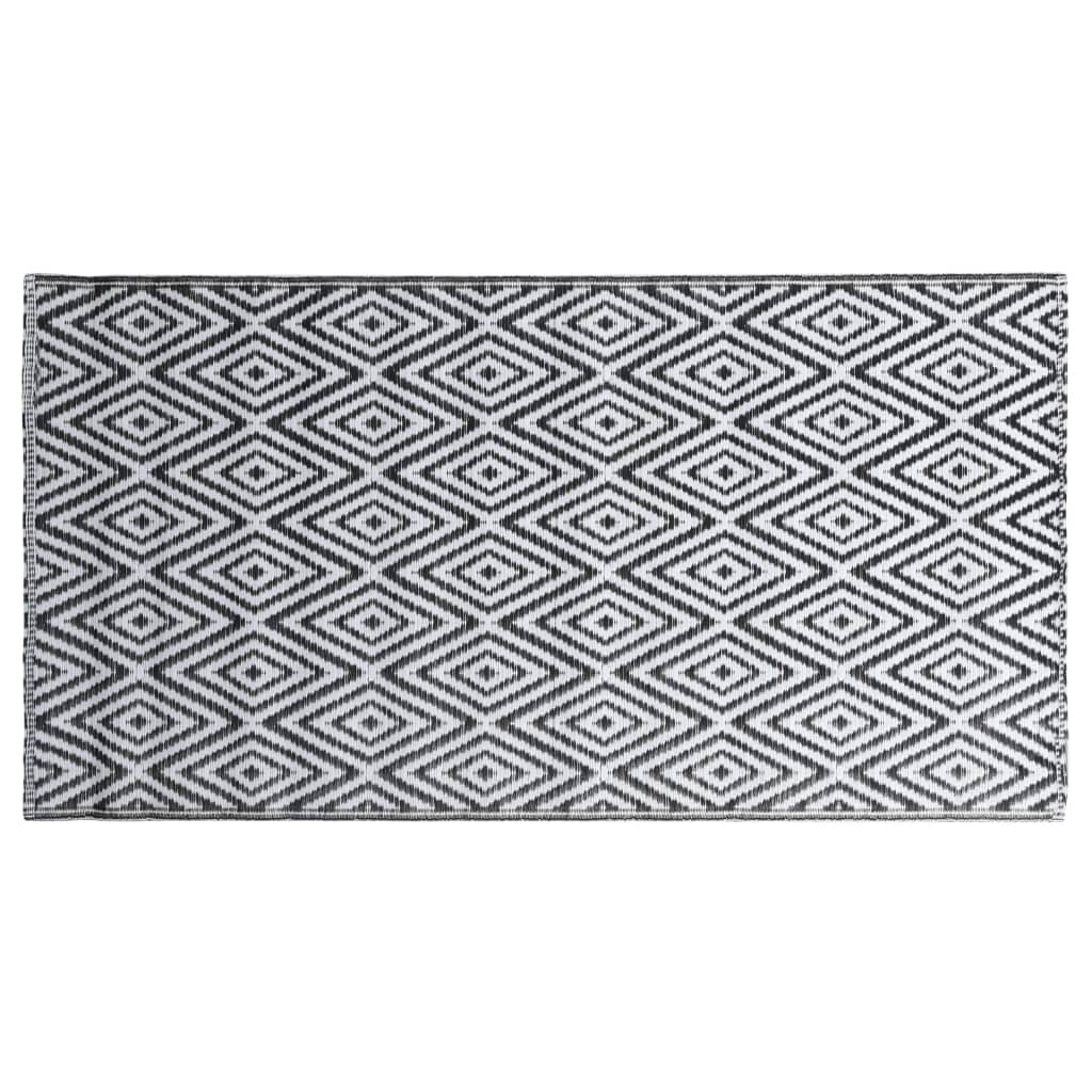 Tapis d'extérieur Blanc et noir 80x150 cm PP