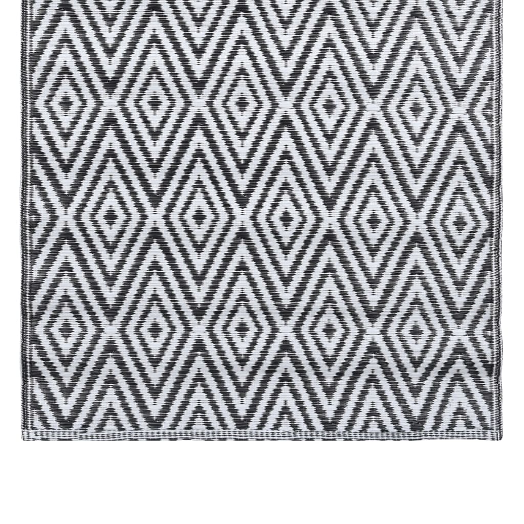 Tapis d'extérieur Blanc et noir 80x150 cm PP