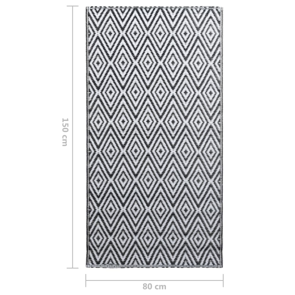 Tapis d'extérieur Blanc et noir 80x150 cm PP