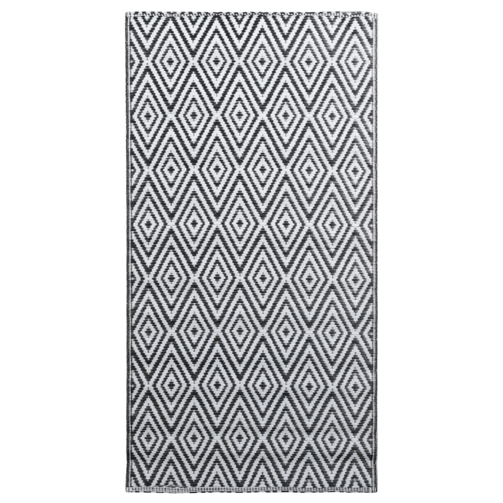 Tapis d'extérieur Blanc et noir 160x230 cm PP