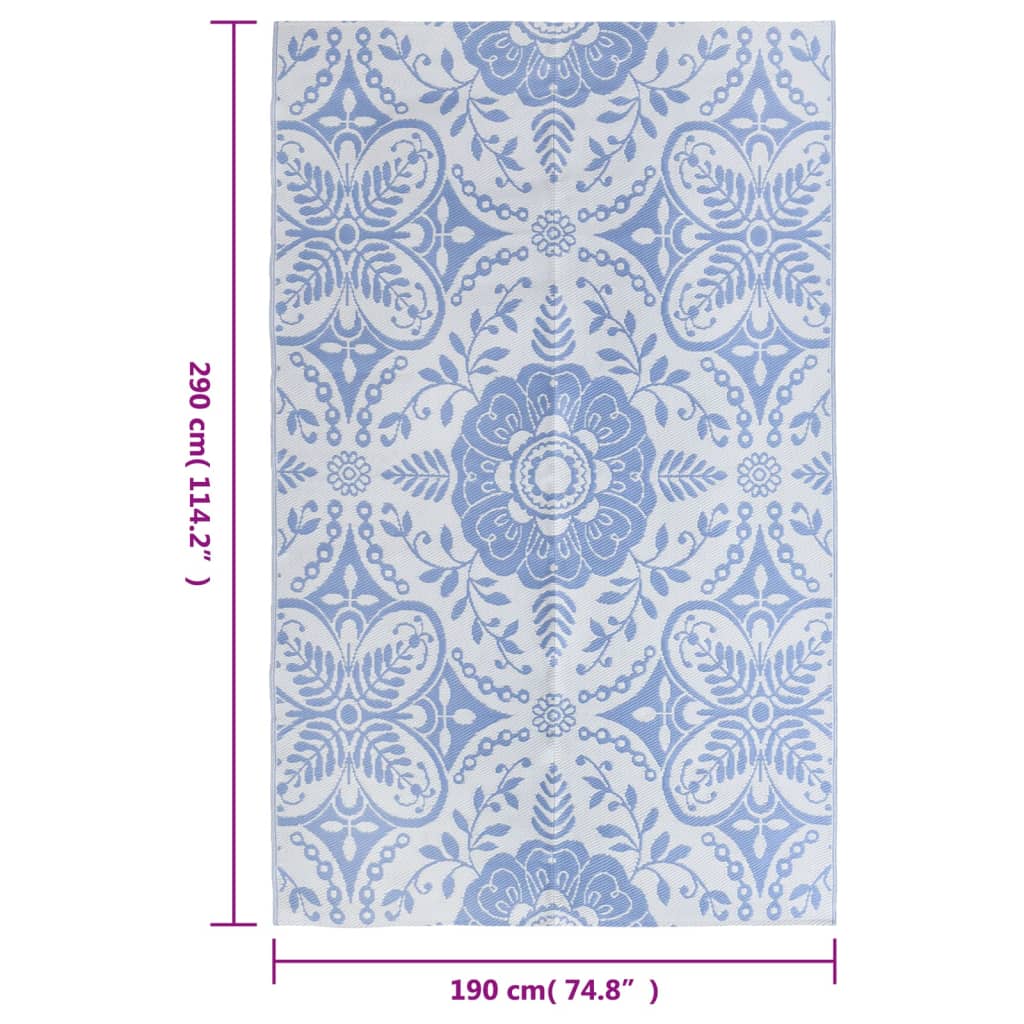 Tapis d'extérieur Bleu azuré 190x290 cm PP