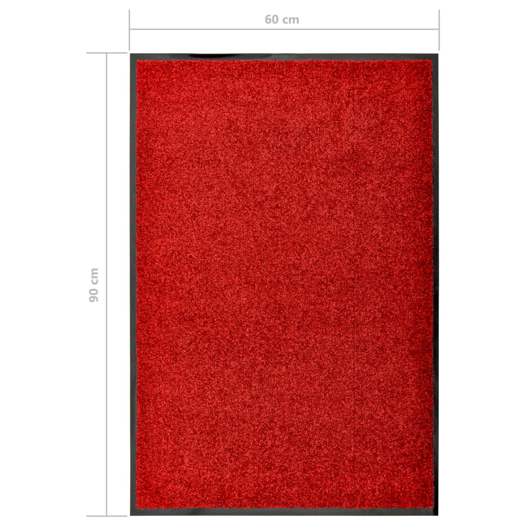 Red washable doormat 60x90 cm