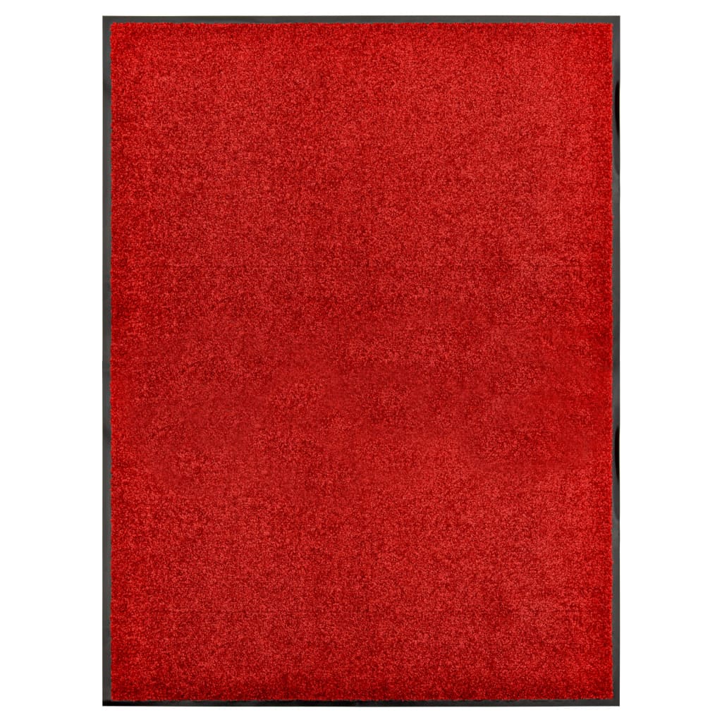 Red washable doormat 90x120 cm