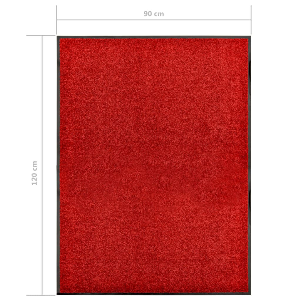 Red washable doormat 90x120 cm