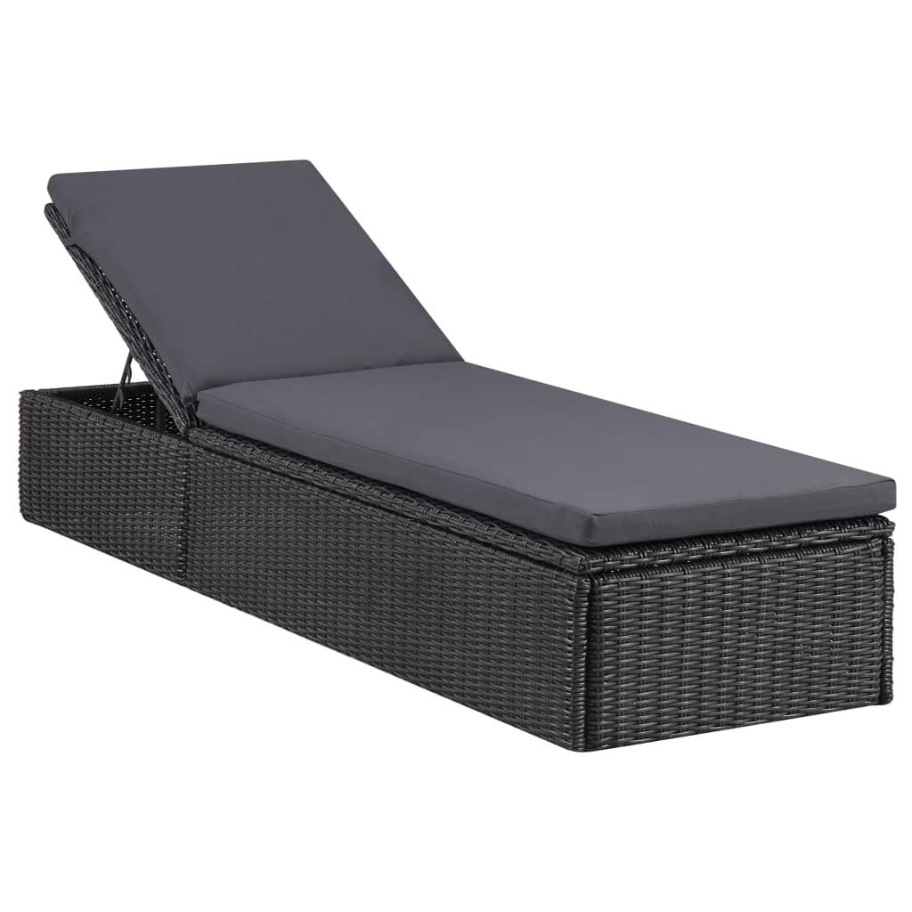 Chaise longue Résine tressée Noir et gris foncé