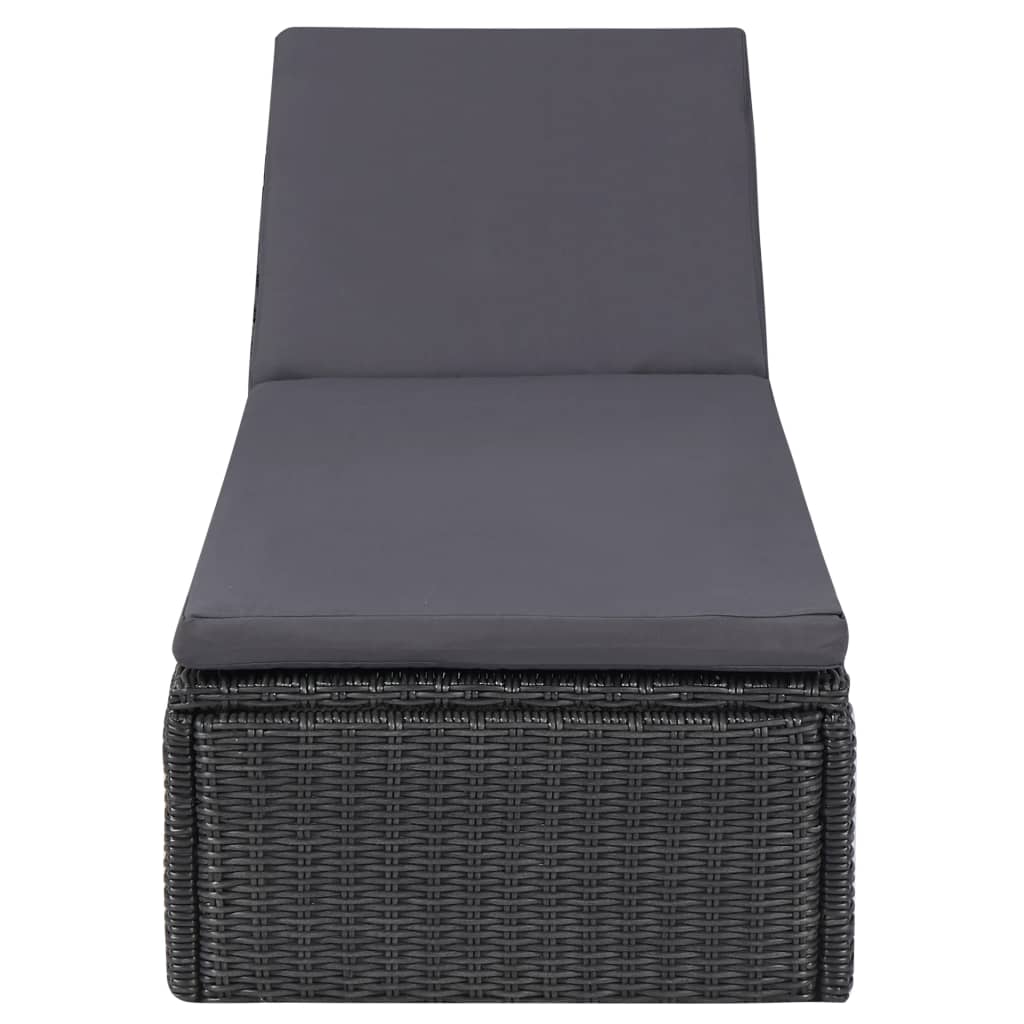 Chaise longue Résine tressée Noir et gris foncé