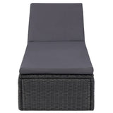 Chaise longue Résine tressée Noir et gris foncé