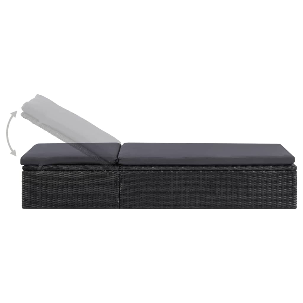 Chaise longue Résine tressée Noir et gris foncé