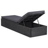 Chaise longue Résine tressée Noir et gris foncé