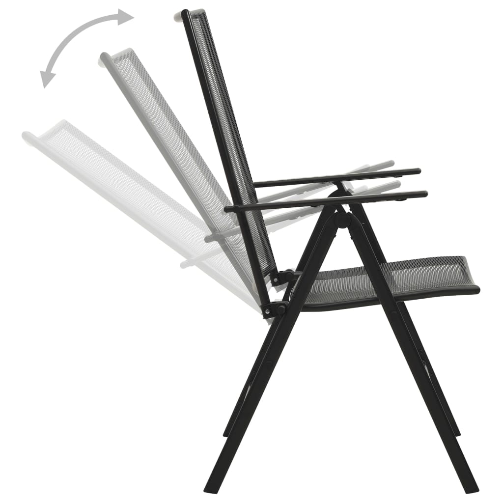 Chaises pliables en maille lot de 4 Acier Anthracite