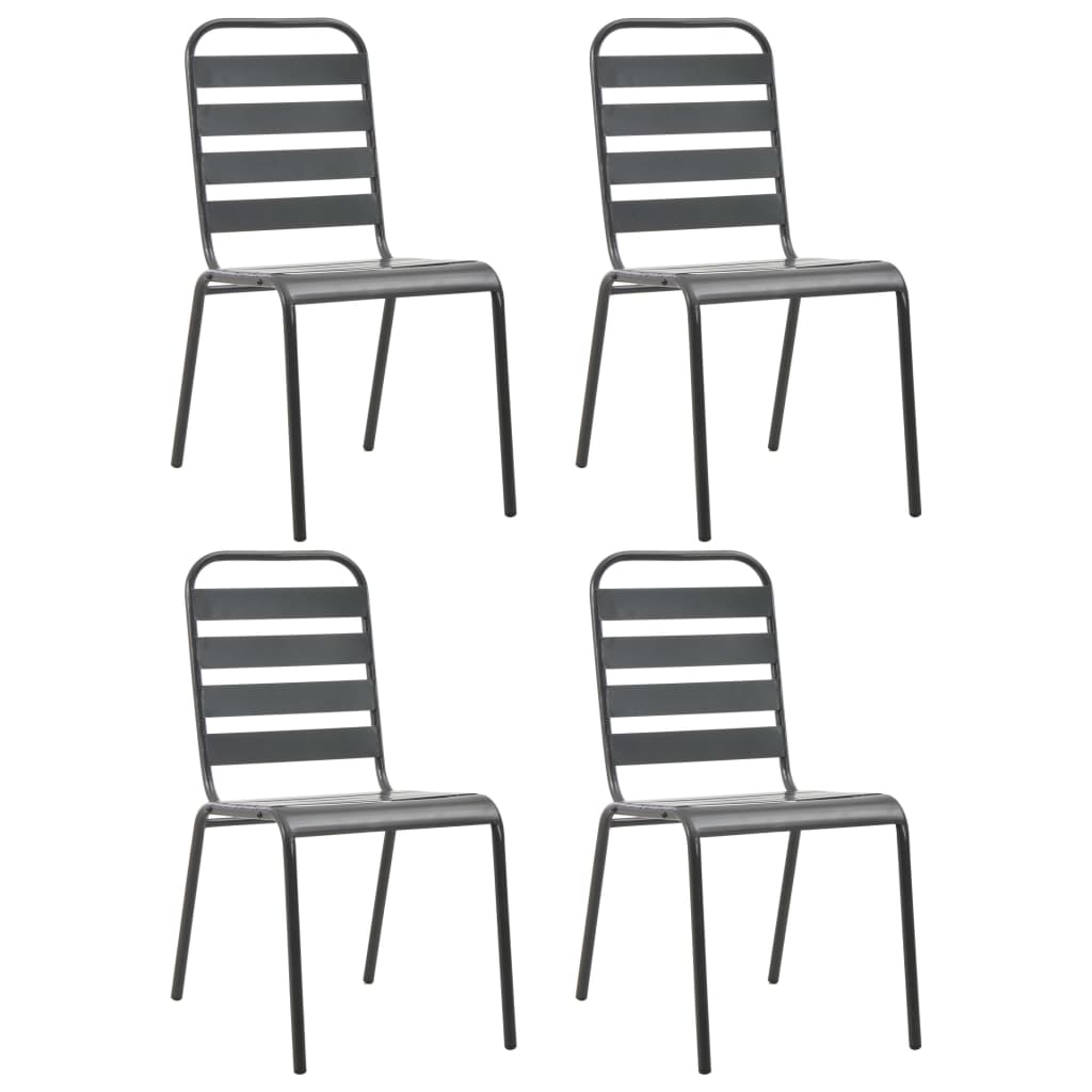 Chaises d'extérieur lot de 4 Design à lattes Acier Gris foncé