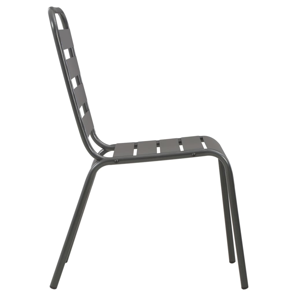 Chaises d'extérieur lot de 4 Design à lattes Acier Gris foncé