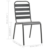 Chaises d'extérieur lot de 4 Design à lattes Acier Gris foncé