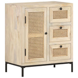 Buffet 60x35x70 cm Bois de manguier massif et canne naturelle