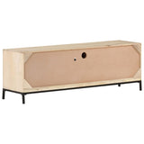 Meuble TV 120x30x40 cm Bois de manguier et canne naturelle