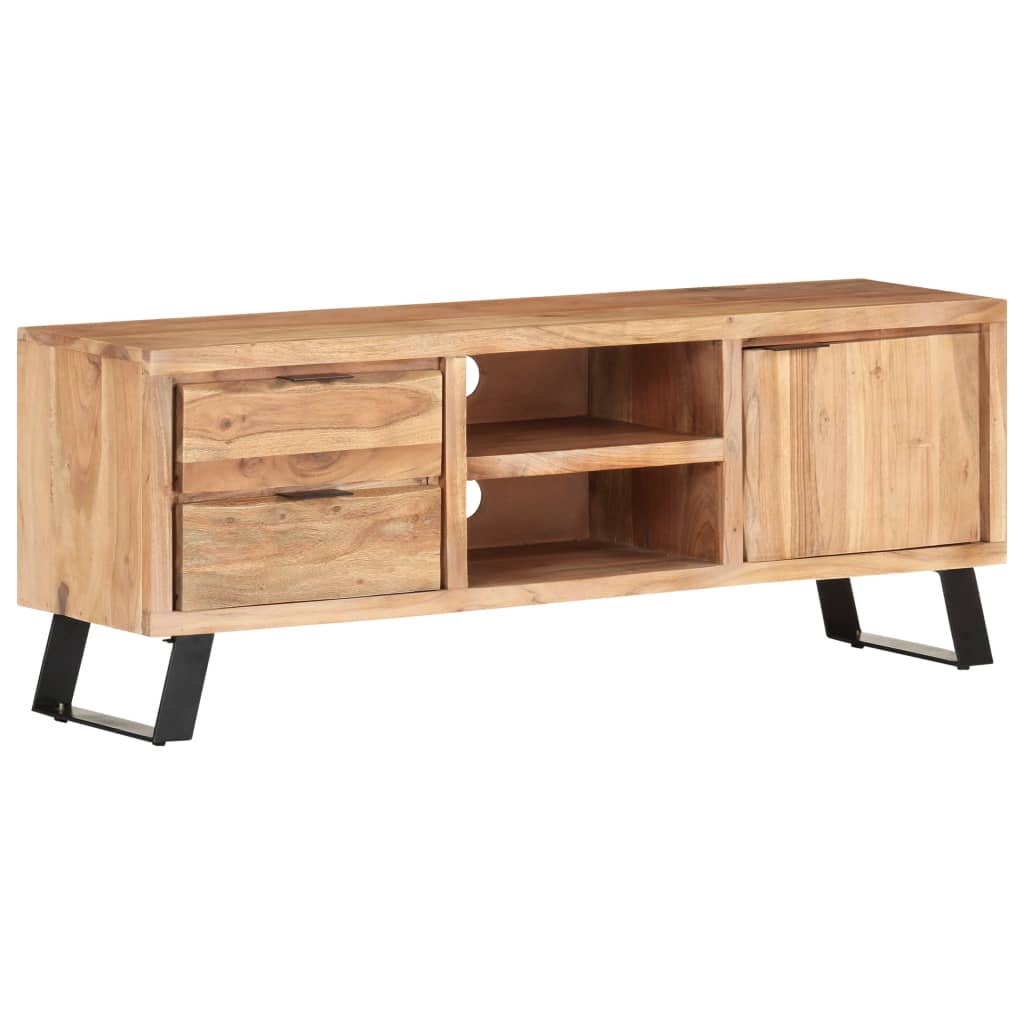 Meuble TV 120x30x42 cm Bois massif d'acacia avec bord naturel