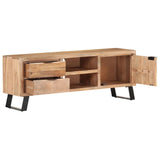 Meuble TV 120x30x42 cm Bois massif d'acacia avec bord naturel