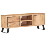 Meuble TV 120x30x42 cm Bois massif d'acacia avec bord naturel