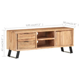 Meuble TV 120x30x42 cm Bois massif d'acacia avec bord naturel