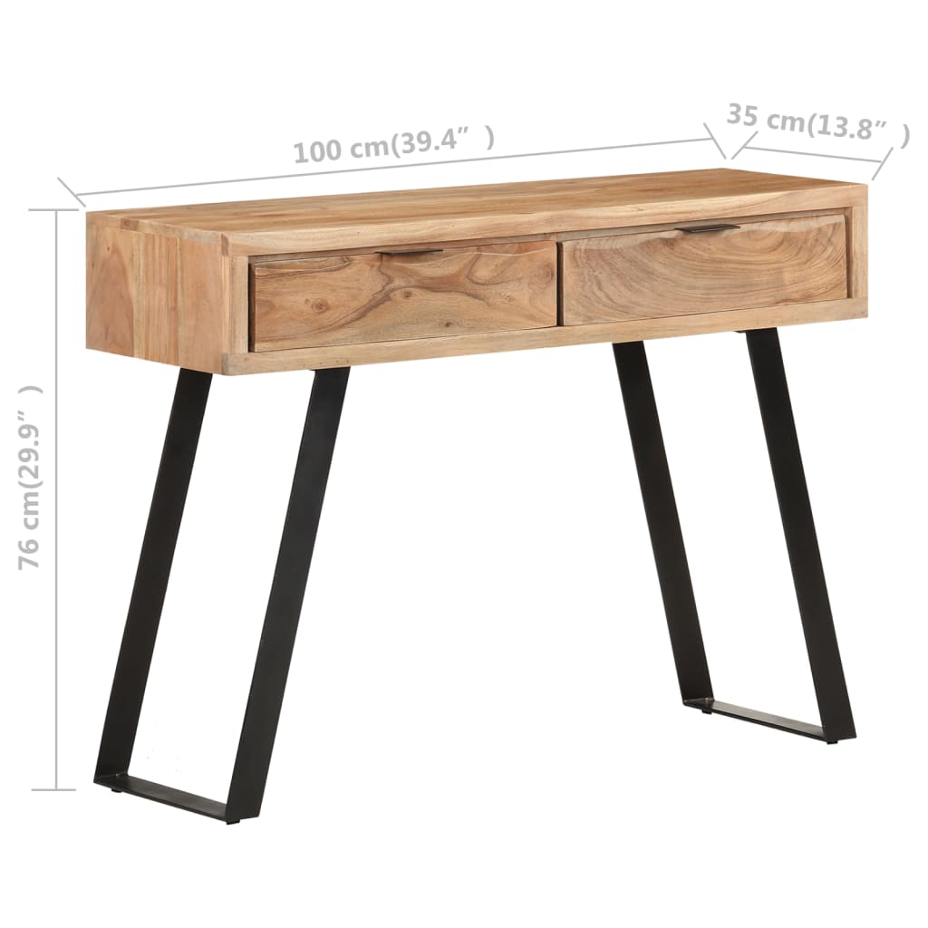 Console table 100x35x76 cm Acacia wood with natural edge