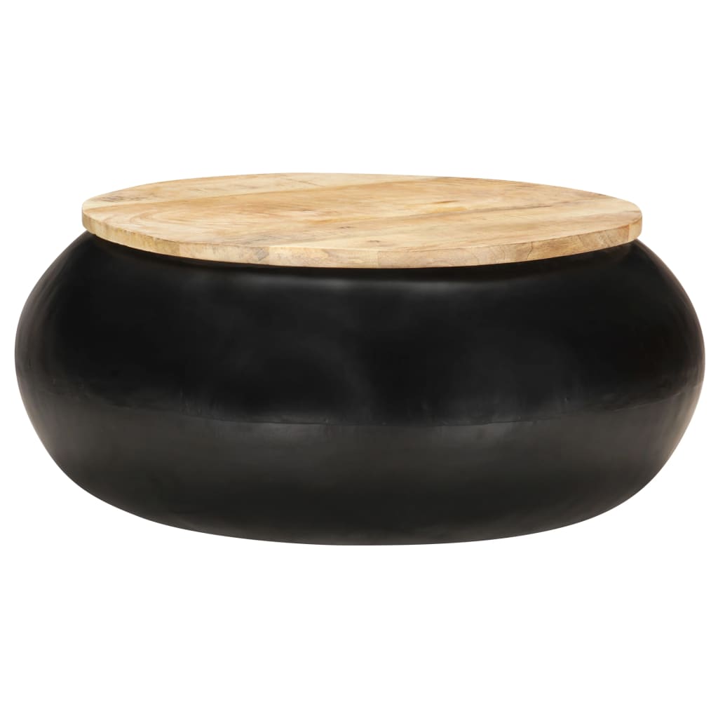 Couchtisch Schwarz 68x68x30 cm Massives Mangoholz