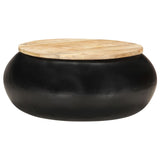 Couchtisch Schwarz 68x68x30 cm Massives Mangoholz