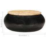 Couchtisch Schwarz 68x68x30 cm Massives Mangoholz