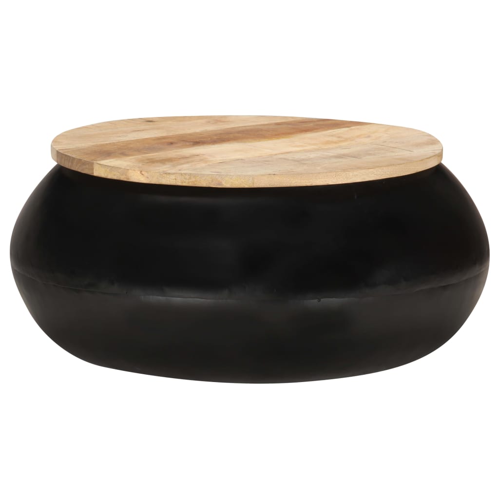 Couchtisch Schwarz 68x68x30 cm Massives Mangoholz