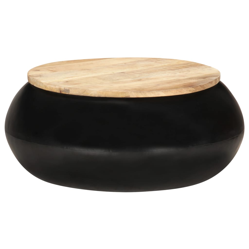 Couchtisch Schwarz 68x68x30 cm Massives Mangoholz