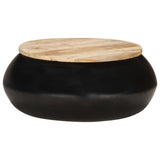 Couchtisch Schwarz 68x68x30 cm Massives Mangoholz