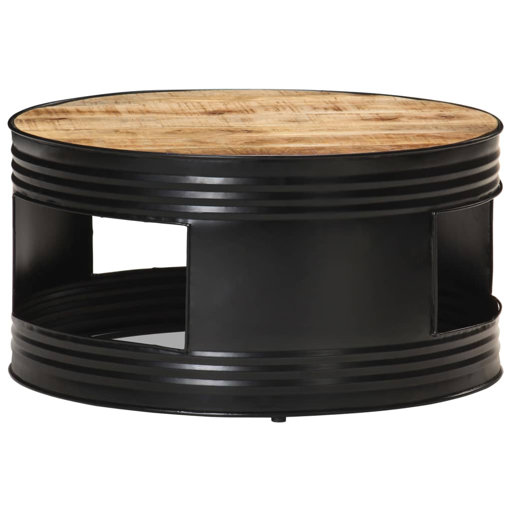 Table basse Noir 68x68x36 cm Bois massif de manguier brut