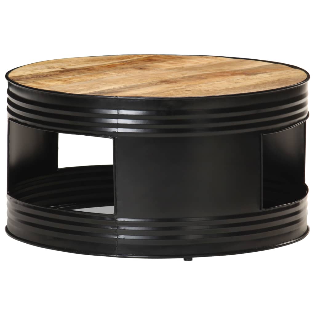 Table basse Noir 68x68x36 cm Bois massif de manguier brut