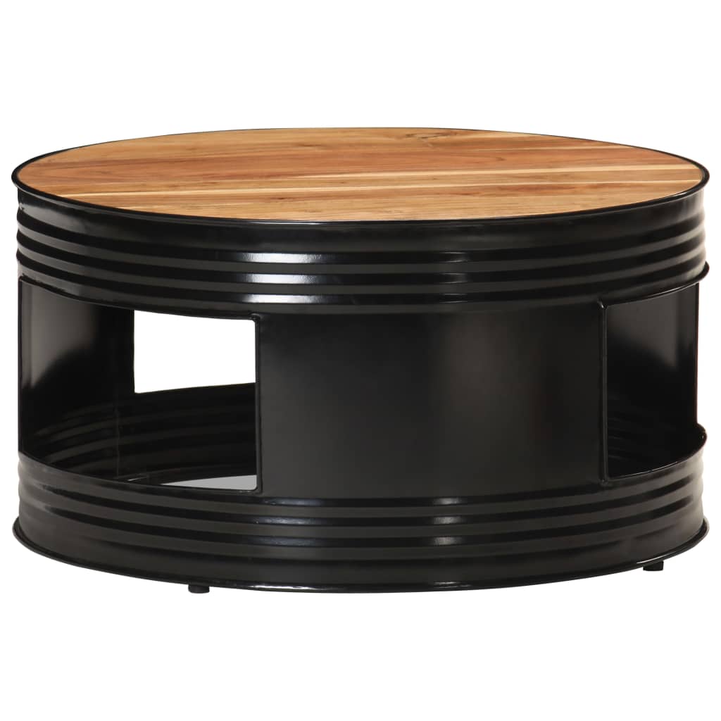 Table basse Noir 68x68x36 cm Bois d'acacia massif