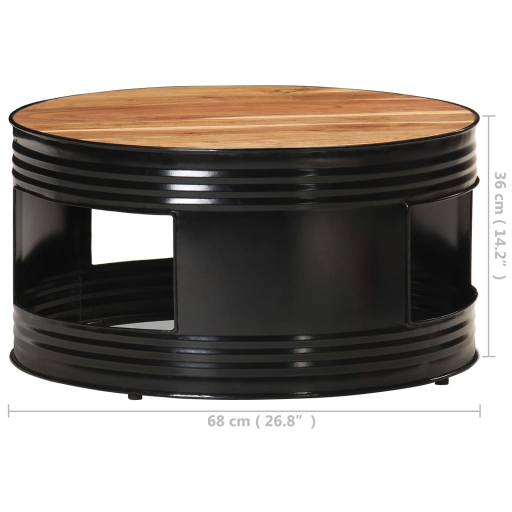 Table basse Noir 68x68x36 cm Bois d'acacia massif