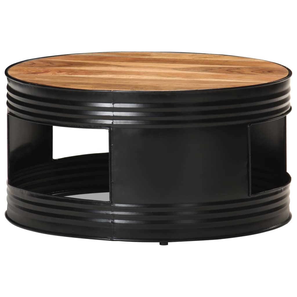 Table basse Noir 68x68x36 cm Bois d'acacia massif