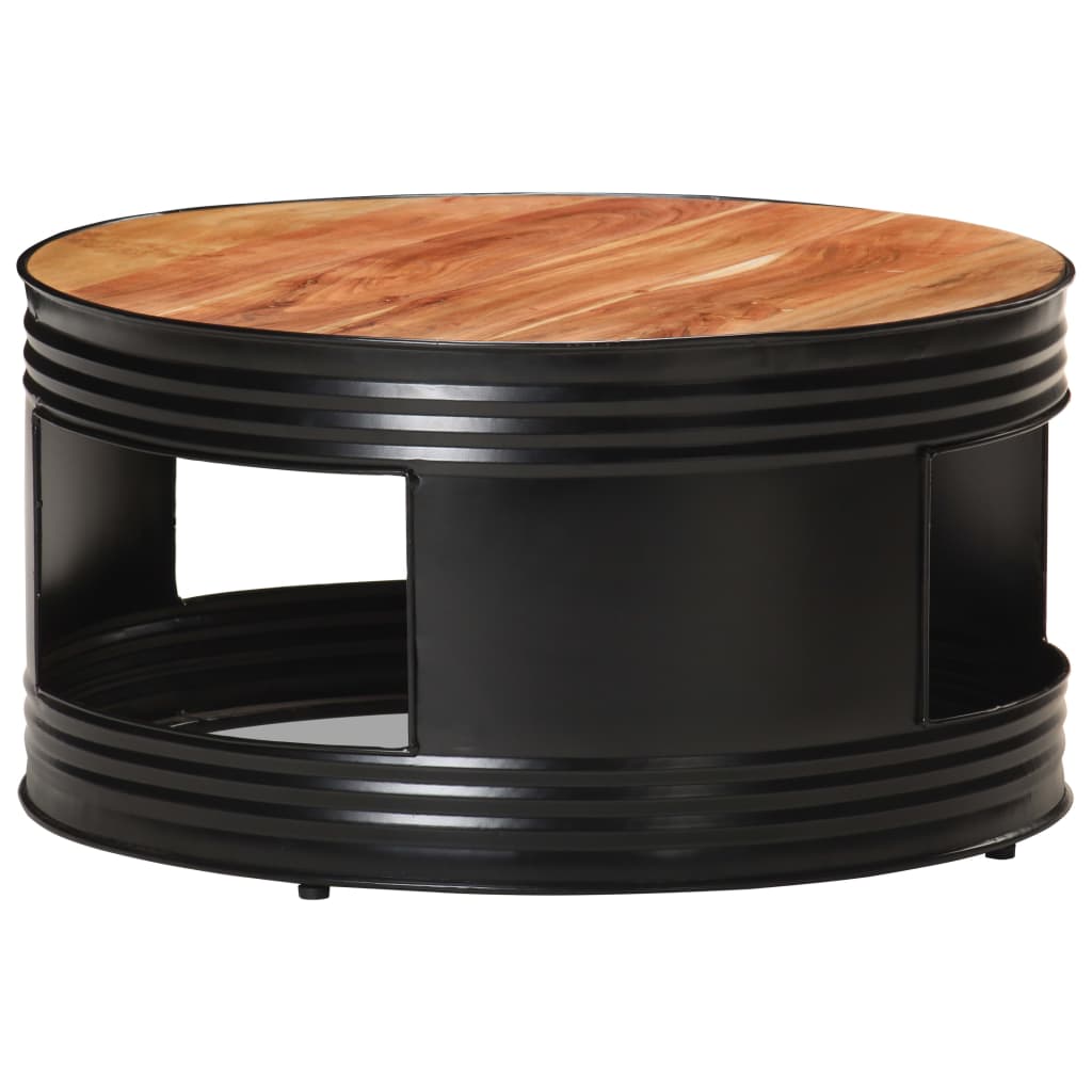 Table basse Noir 68x68x36 cm Bois d'acacia massif