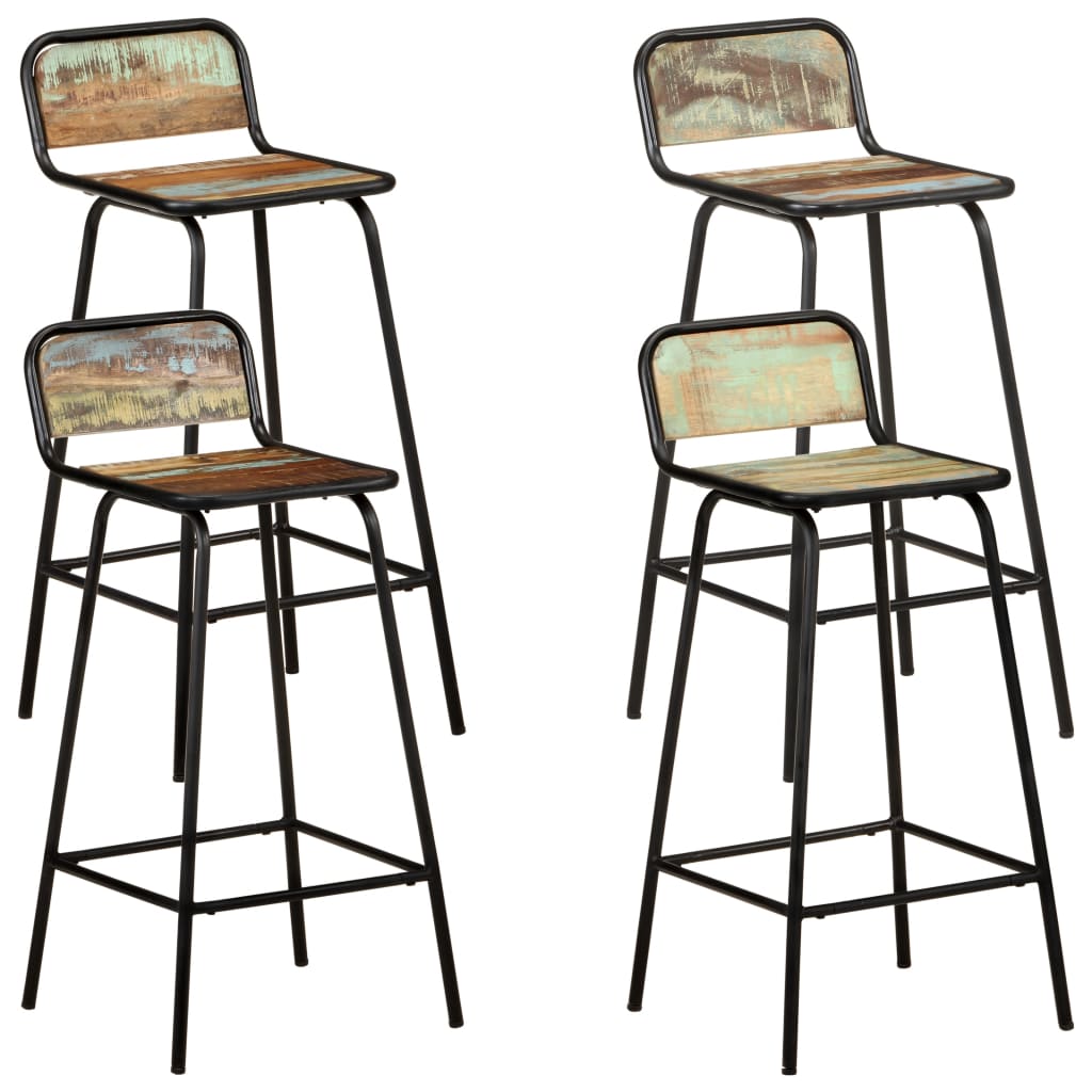 Bar chairs set of 4 solid reclaimed wood