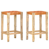 Tabourets de bar lot de 2 marron cuir véritable 75 cm