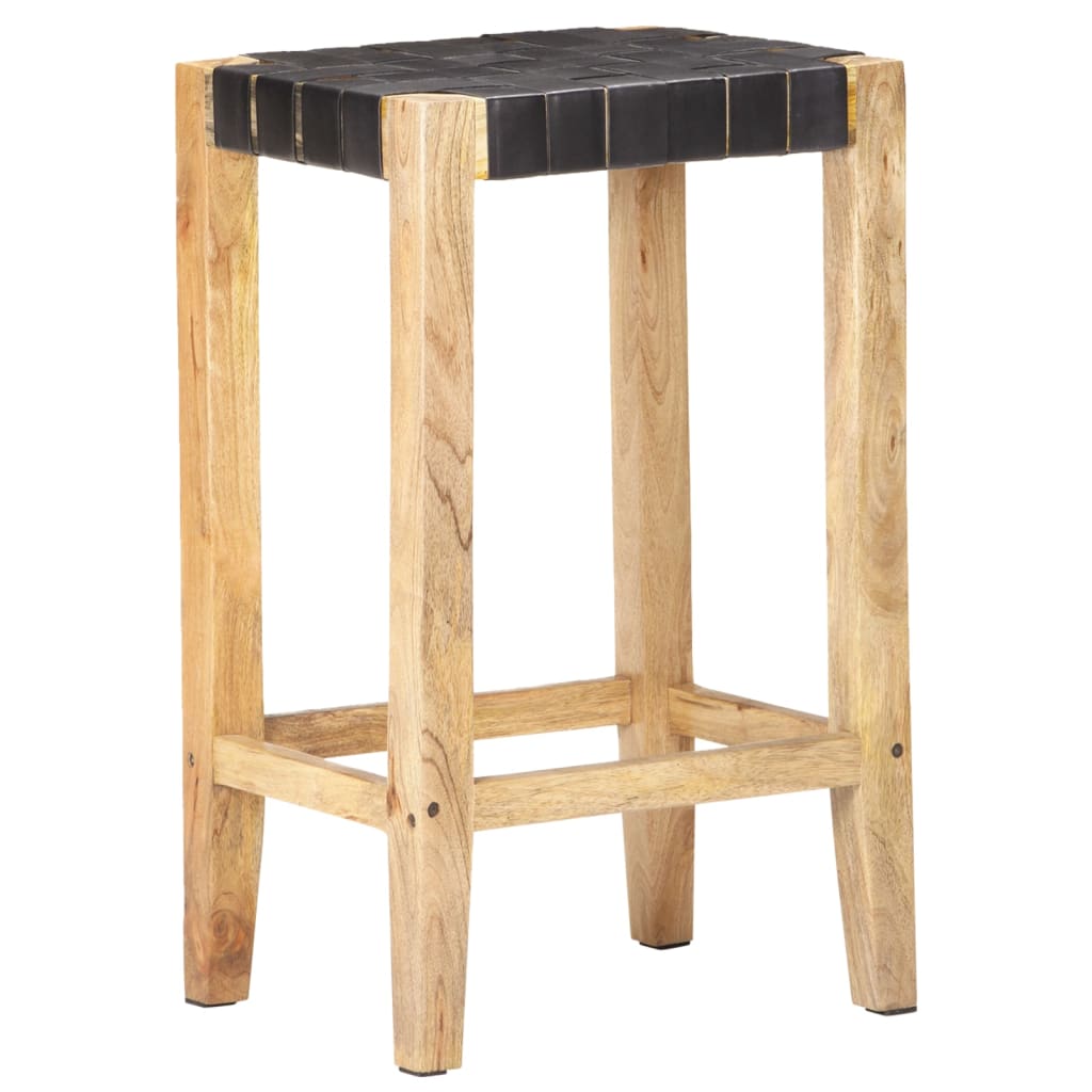 Tabourets de bar lot de 2 noir cuir véritable 75 cm